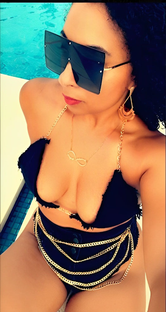 Gold Chain Jean Swimwear